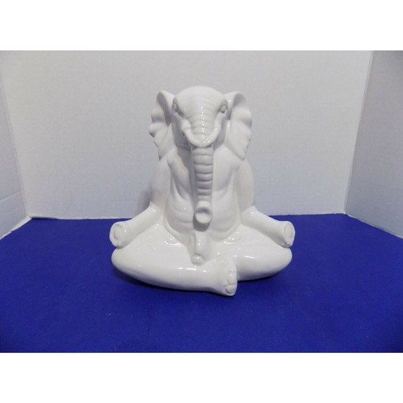 NEW Ceramic Ganesha Elephant Figurine Statue Sculptures Zen Hindu Buddha Yoga - Picture 4 of 4